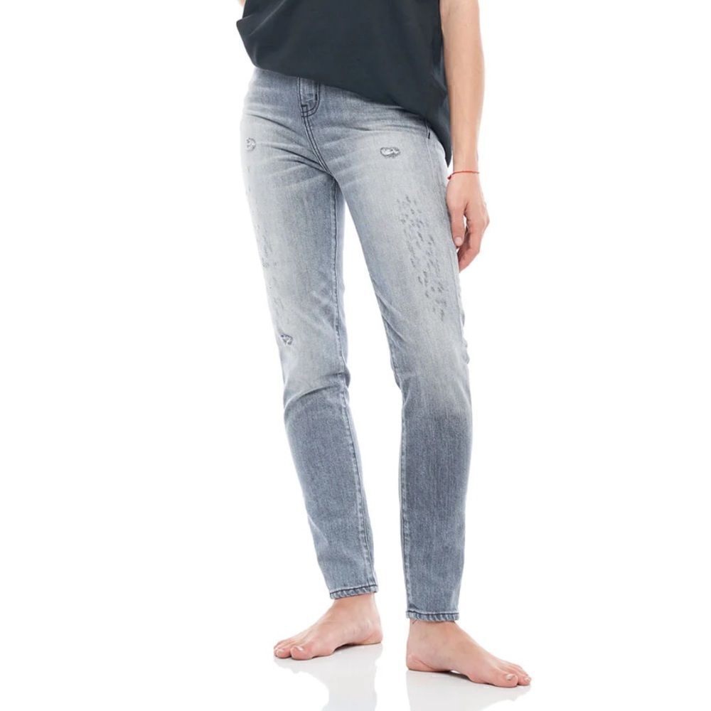 Free People Sandrine Rose Grey Distressed High Rise Skinny Jeans Size 30 NWT